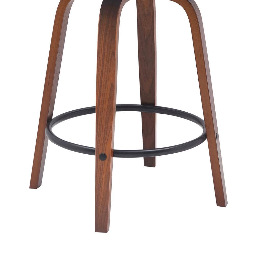 Diana 26" Cream Faux Leather Swivel Walnut Wood Counter Stool