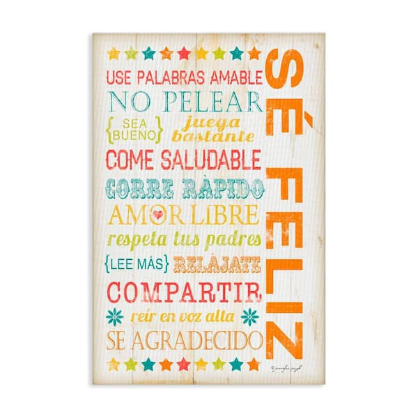 Stupell Industries Be Happy Guide by Jennifer Pugh Gallery Wrapped Unframed Typography Graphic Art Print 24 in. x 16 in.