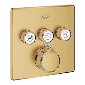 Grohtherm Smart Control Triple Function Square Thermostatic Trim with Control Module in Brushed Cool Sunrise