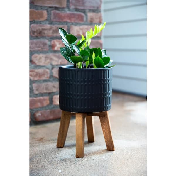 Flora Bunda 15.25 Snake in 4.75 WH Pot in BK Metal Stand - White