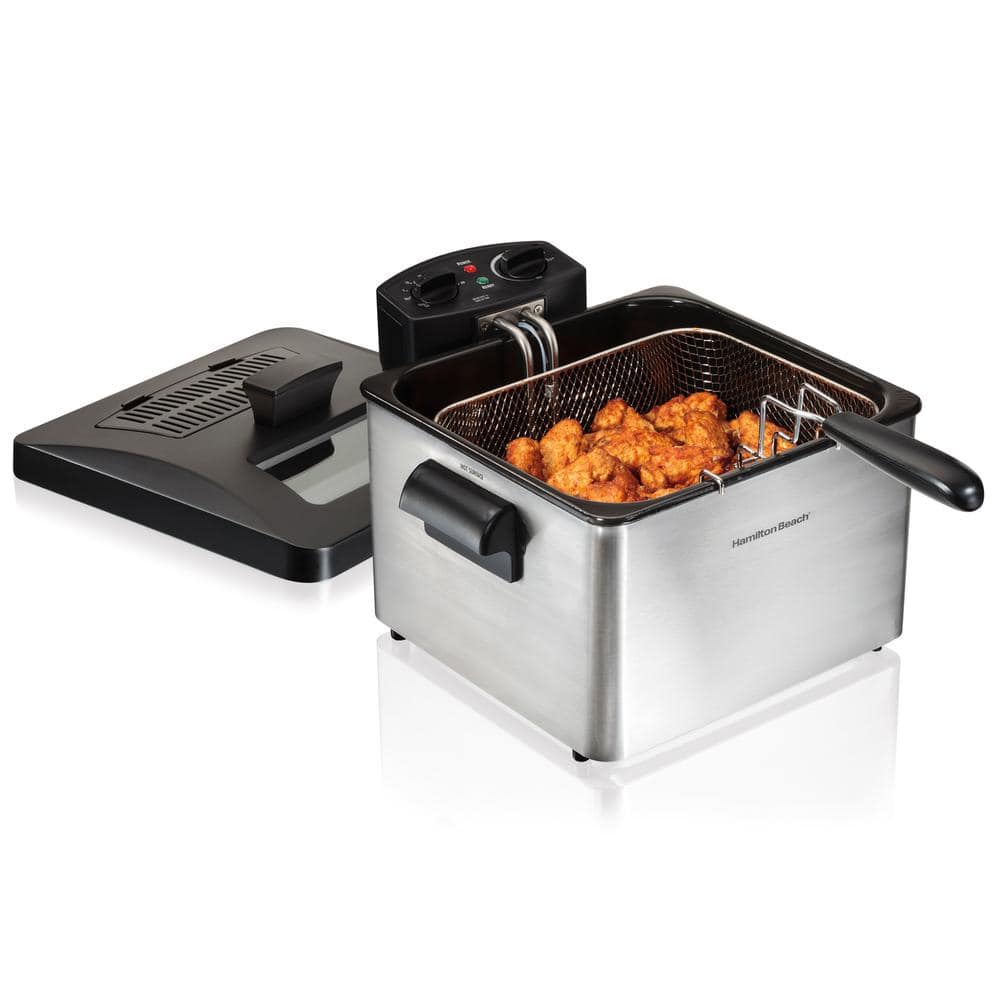 Professional-Style Stainless Steel Dual Basket 19-Cup Deep Fryer