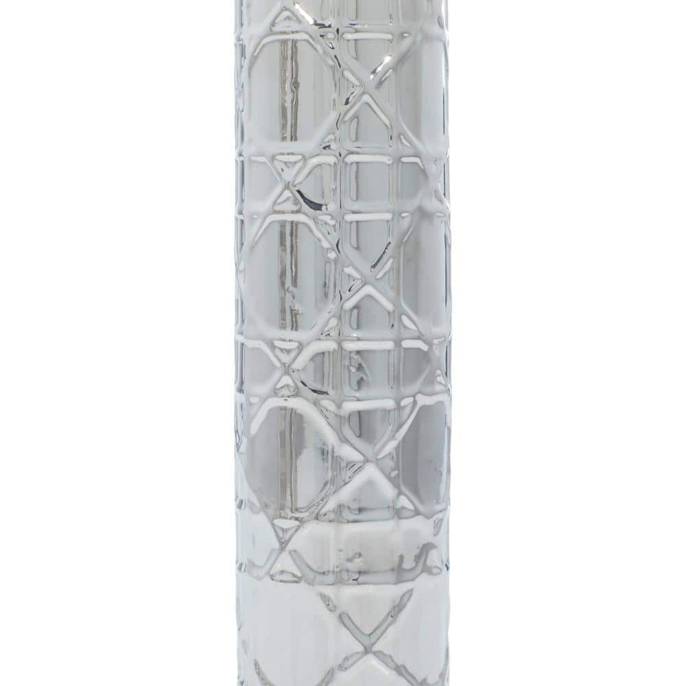 Elegant Silver Ceramic Bud Vase Trio, 3.5" x 12.1"
