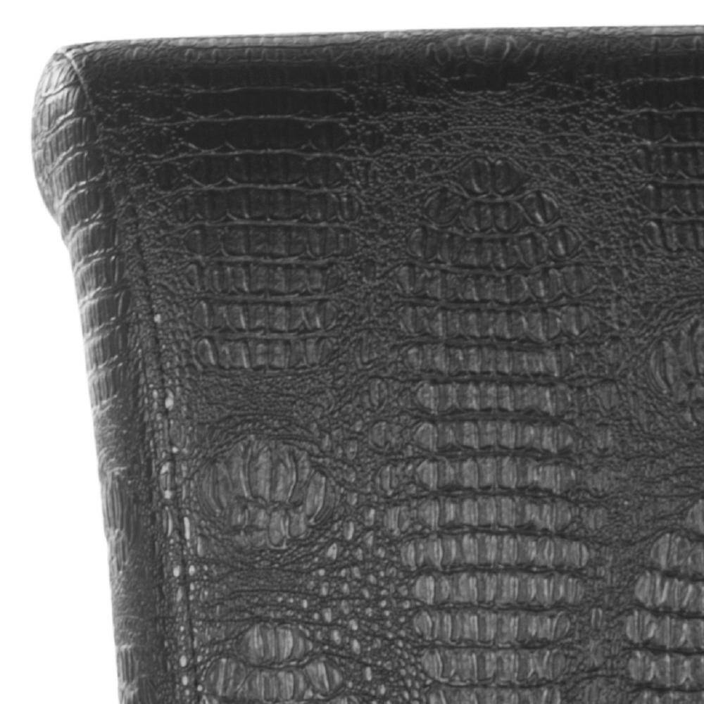 Seth Transitional Black Crocodile Leather Bar Stool with Silver Nailhead