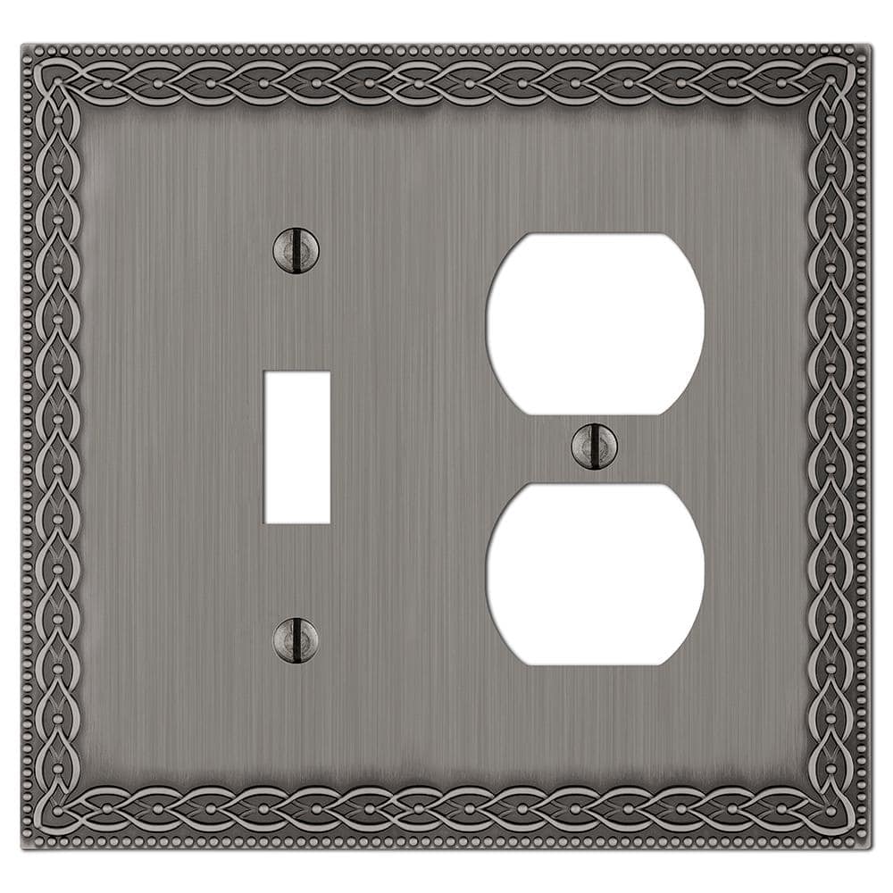 Amelia 2 Gang 1-Toggle and 1-Duplex Metal Wall Plate - Antique Nickel price history on PriceWatchPro