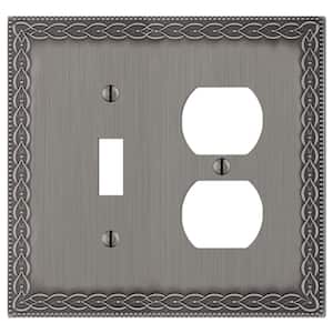 Amelia 2 Gang 1-Toggle and 1-Duplex Metal Wall Plate - Antique Nickel