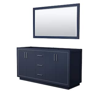 Icon 65.25 in. W x 21.75 in. D x 34.25 in. H Double Bath Vanity Cabinet without Top in Dark Blue with 58" Mirror
