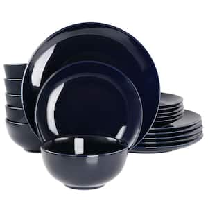 Luna 18-Piece Porcelain Dinnerware Set in Dark Blue