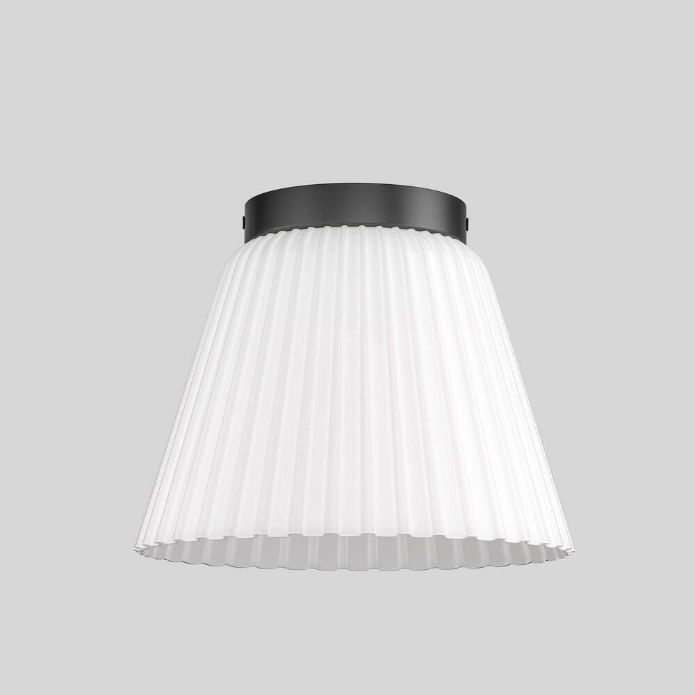10in 1-Light Modern Lantern Matte Black Iron ETL FLush Mount for Bedroom Foyer Kitchen With White Pleated Glass Shade price history on PriceWatchPro