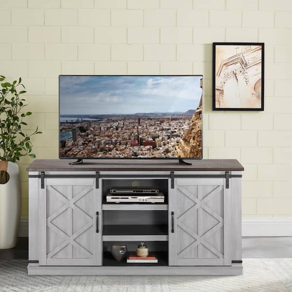 FESTIVO 58 in. Gray TV Stand for TVs Up to 65 in.