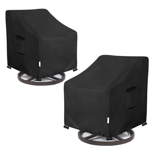 33 in. W x 37 in. D x 38.5 in. H Black Outdoor Chair Cover (2 Pack)