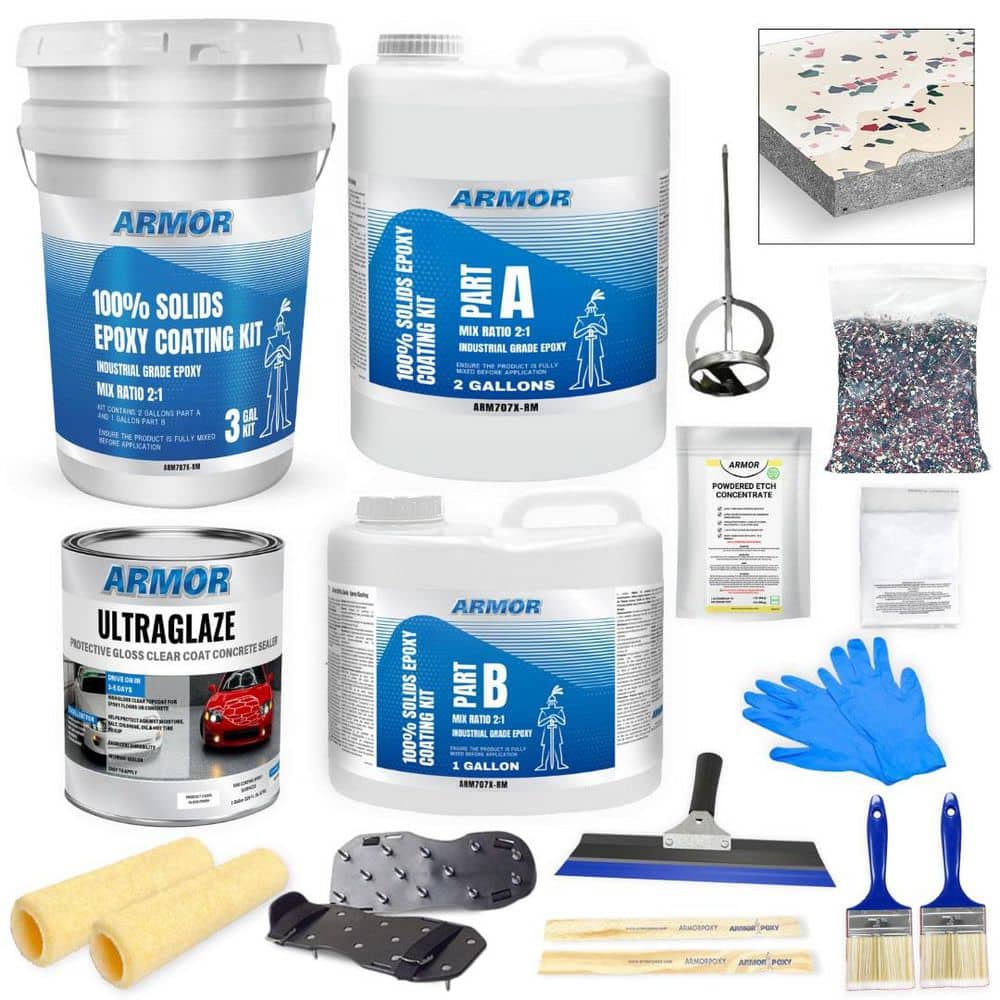 3 gal. Tan Gloss 2-Part 600 sq.ft. Epoxy Kit Interior Industrial Concrete B