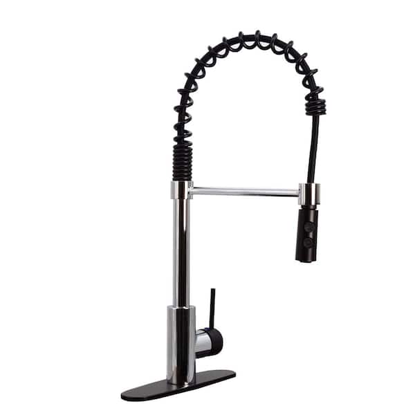 Westbrass Single-Handle Pull Down Sprayer Kitchen Faucet with Dual Function Spray Head in Polished Chrome/Bronze Finish