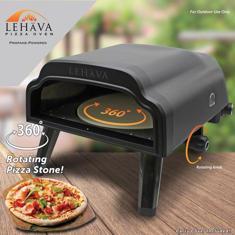 Lehava 14-inch Black Stainless Steel Portable Outdoor Propane Pizza Oven