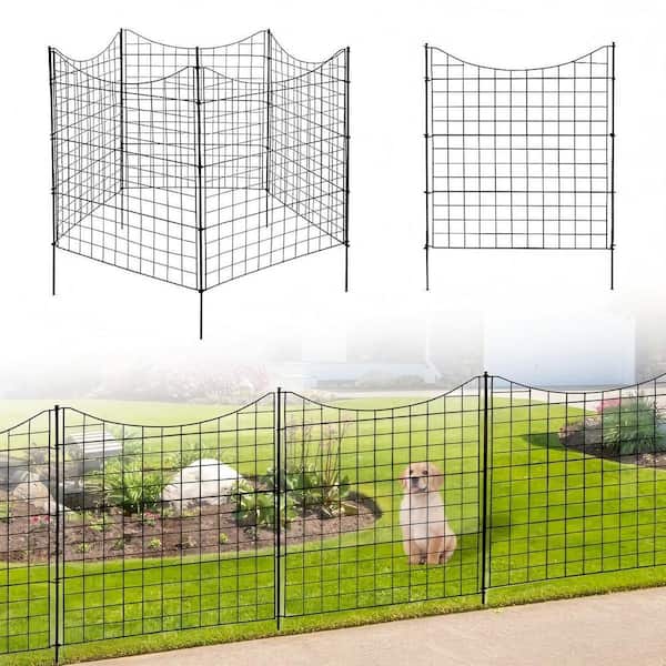 36 in.(L)x39 in.(H) 5-Panels Steel Decorative Garden Fence, No Dig Animal Dog Barrier, Garden Temporary Border Fencing