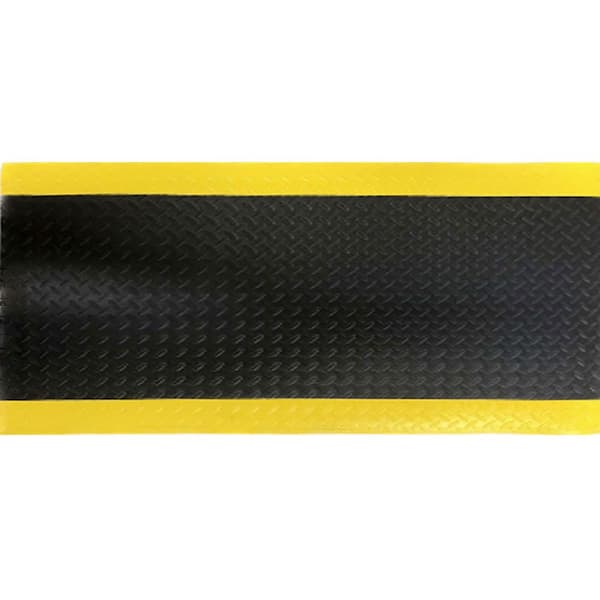 Footlover Diamond Black/Yellow Stripe 24 in. x 60 in. Vinyl Indoor/Outdoor Anti Fatigue Mat