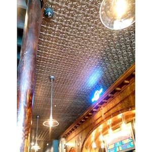 Dimensions Faux 2 ft. x 4 ft. Tin Style Ceiling and Wall Tiles in Brass