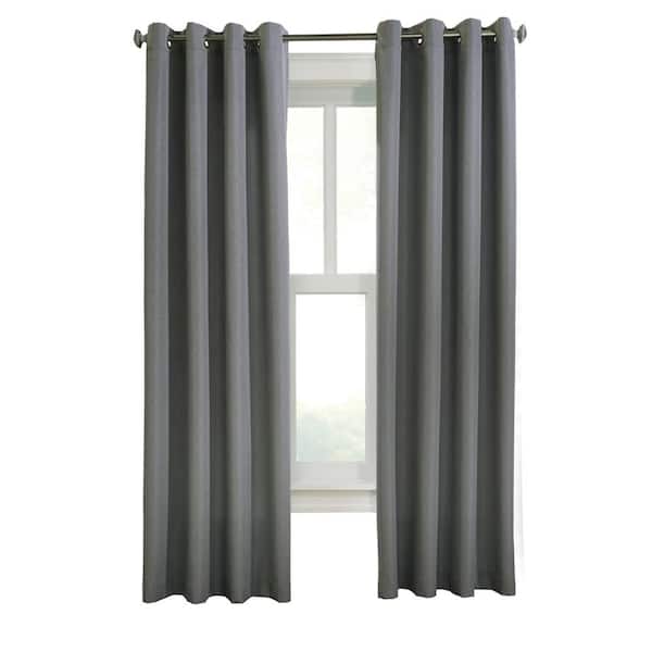 Habitat Margaret Charcoal Polyester Jacquard 52 in. W x 95 in. L Grommet Indoor Light Filtering Curtain (Single Panel)