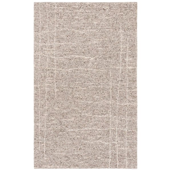 Natura 3 ft. x 5 ft. Taupe/Ivory Abstract Grid Distresed Area Rug