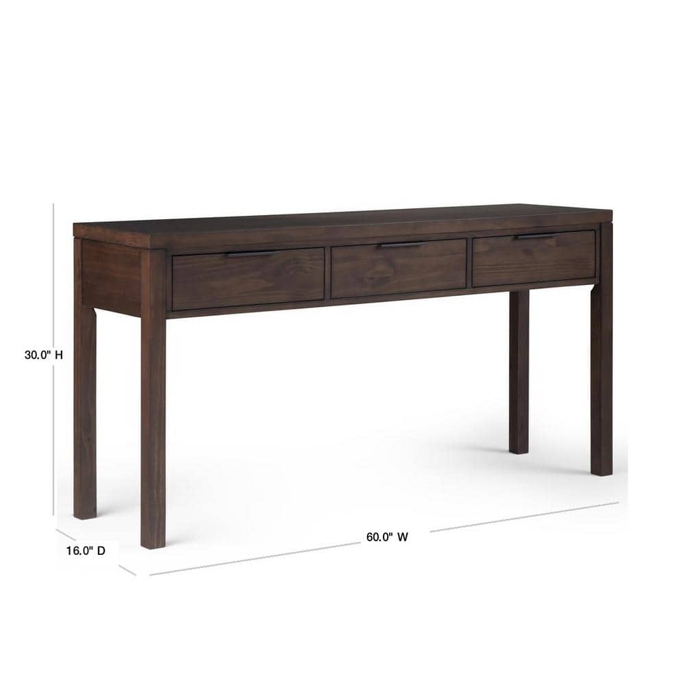Hollander Warm Walnut Solid Wood Wide Console with Storage
