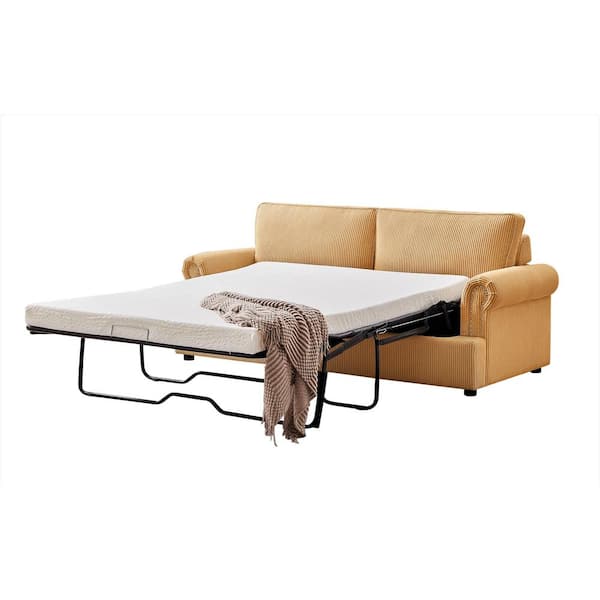 US Pride Furniture Viviana 76 in. W Ginger Yellow Polyester Queen Size Sofa Bed