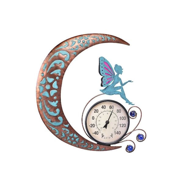 16 in. Outdoor Fairy Thermometer, Large Number Decorative Wall Mounted Thermometer for Patio
