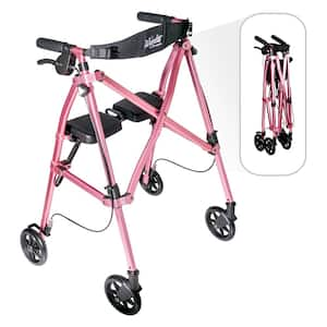 Wonder Rollator, 4-Wheel Lightweight Folding Walker in Regal Rose