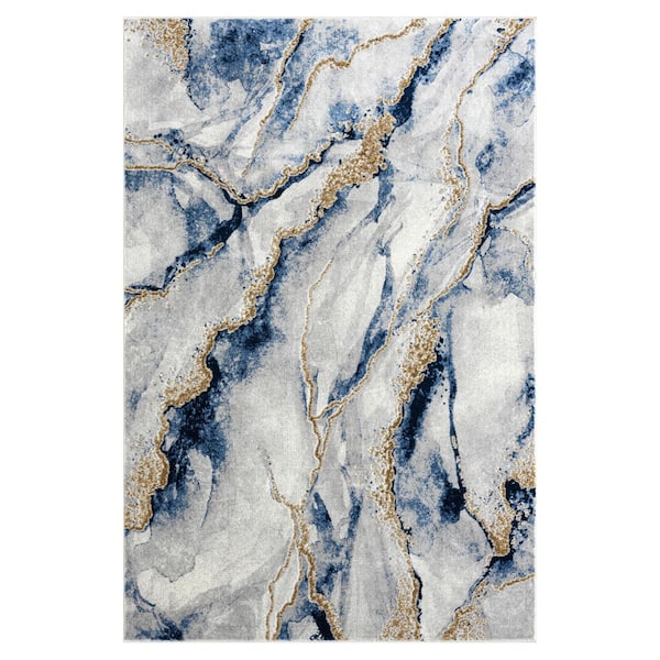 Luna Grey 5 ft. 3 in. x 7 ft. 6 in. Abstract Polypropylene Area Rug