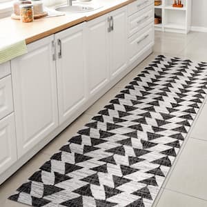 Andratx Ivory/Black 2 ft. x 10 ft. Modern Tribal Geometric Indoor/Outdoor Area Rug