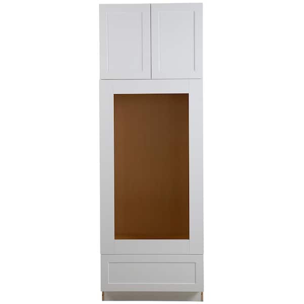Cambridge Shaker Ready-to-Assemble 33x96x24.5 in. Base Double Oven Cabinet w/2 Soft Close Door & Drawer in White