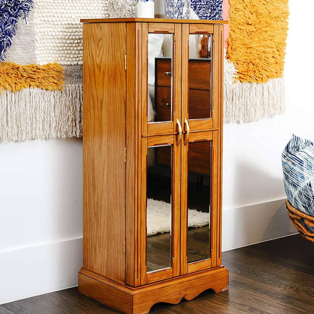 Chelsea Walnut French Jewelry Armoire with Mirror Doors