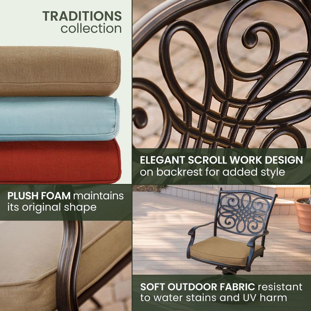 Traditions 5-Piece Tan Aluminum Patio Dining Set with Cushions