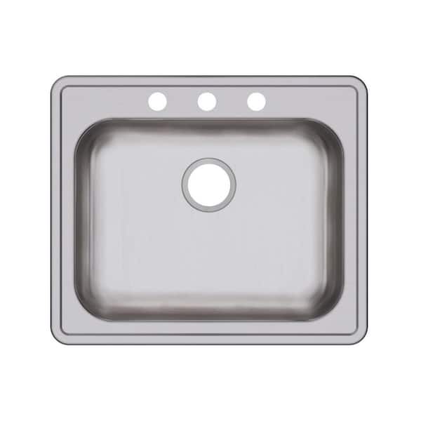 Dayton Drop-in Stainless Steel 25 in. 3-Hole Single Bowl Kitchen Sink