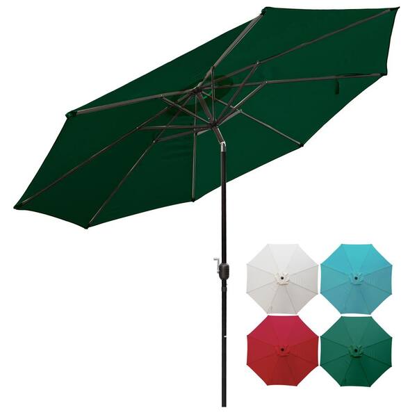 LAUREL CANYON 10 ft. Market Outdoor Patio Umbrella with Push Bottom Tilt and Crank for Backyard Dark Green