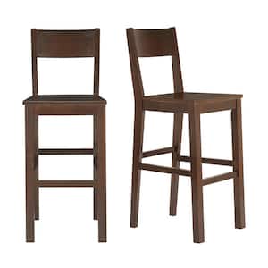 Lincoln Chocolate Wood Bar Stools with Square Back (Set of 2)