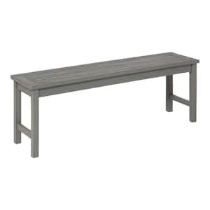 Modern Slat-Top Gray Wash Wood Outdoor Bench, Natural Grain Finish for Outdoor Use, Backyard, Patio, Deck or Porch