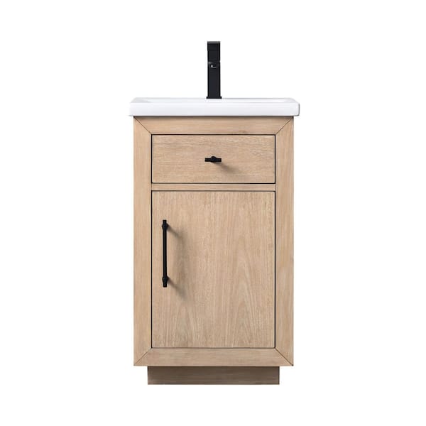 20 in. W x 15.7 in. D x 34 in. H Single Sink Bath Vanity in Light Wheat with Ceramic Top in White