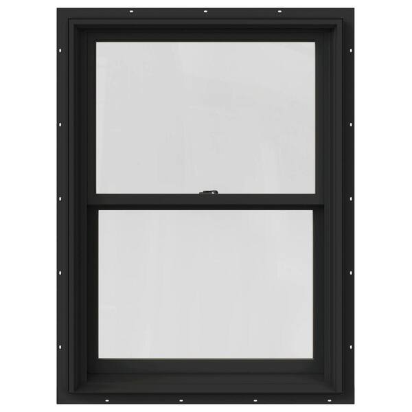 JELD-WEN 25.375 in. x 36 in. W-2500 Series Bronze Painted Clad Wood Double Hung Window w/ Natural Interior and Screen