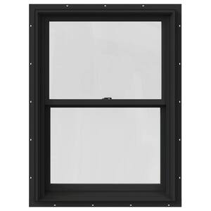 29.375 in. x 36 in. W-2500 Series Bronze Painted Clad Wood Double Hung Window w/ Natural Interior and Screen