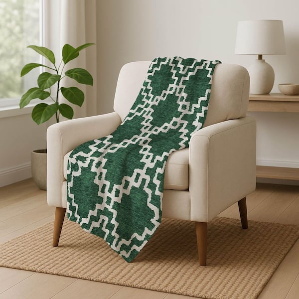 Premium Machine Washable ASB902 Emerald 50 in. x 70 in. Sherpa Throw Blanket