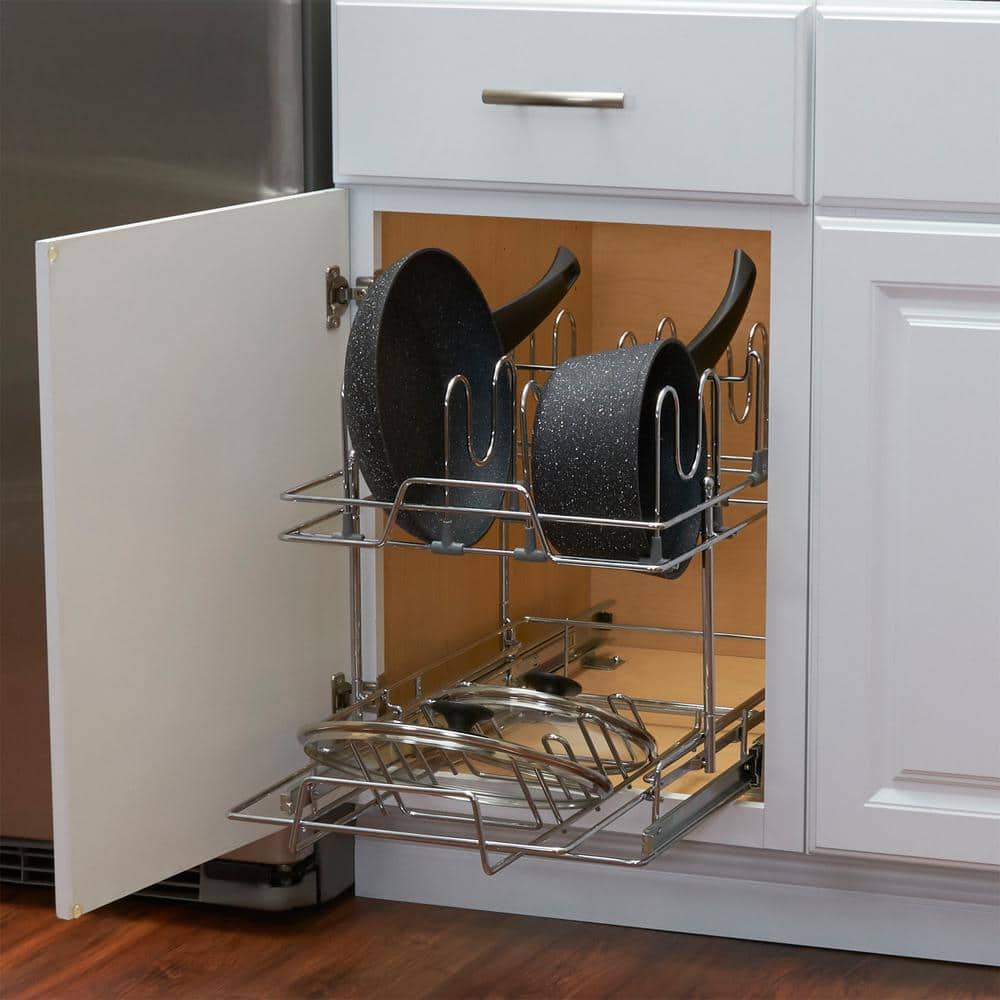 Chrome-Plated Steel 2-Tier Pull-Out Kitchen Organizer