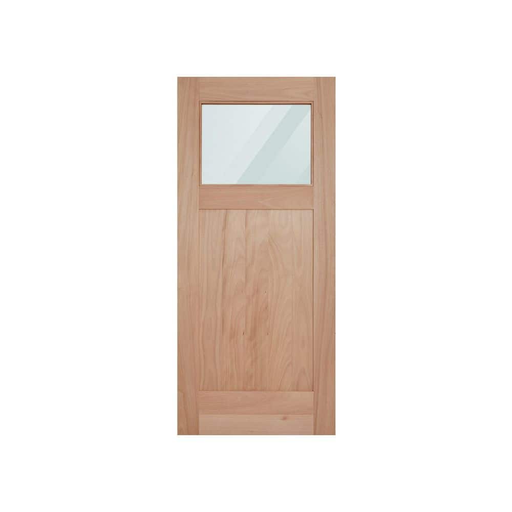 Ritz 36 in. x 80 in. Craftsman Universal Handing 1-Lite Clear Glass Mahogany Unfinished Wood Front Door Slab price history on PriceWatchPro
