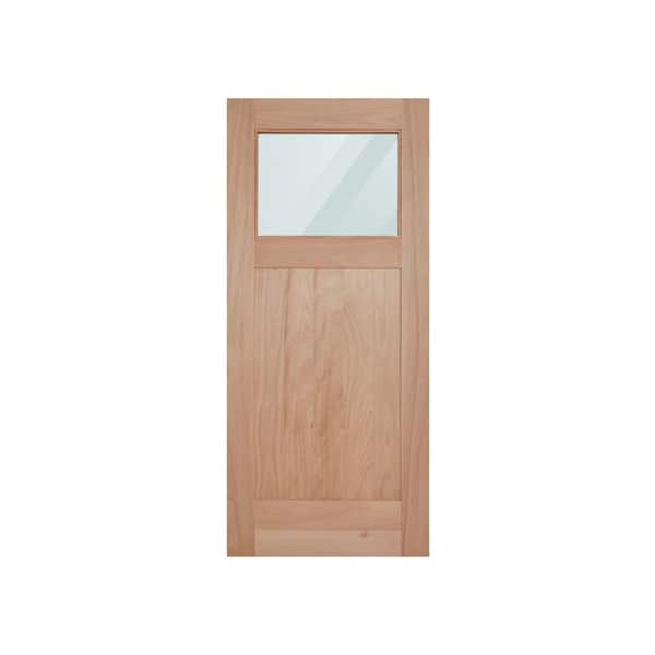 Ritz 42 in. x 80 in. Craftsman Universal Handing 1-Lite Clear Glass Mahogany Unfinished Wood Front Door Slab