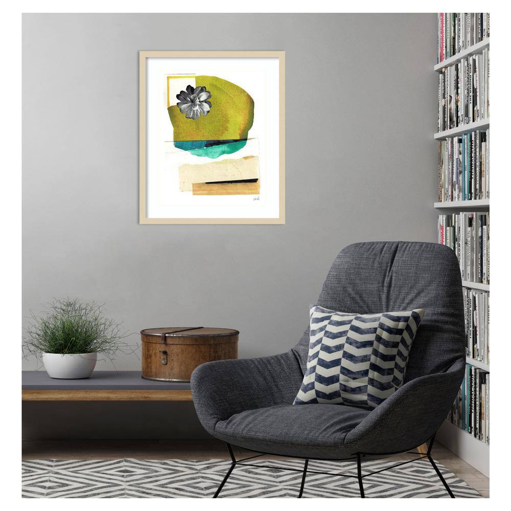 Day Beach II Abstract Green and Black Framed Wall Art Print