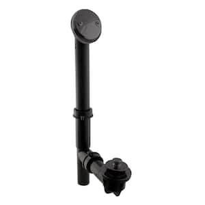 Black 1-1/2 in. Tubular Pull and Drain Bath Waste Drain Kit with 2-Hole Overflow Faceplate in Matte Black