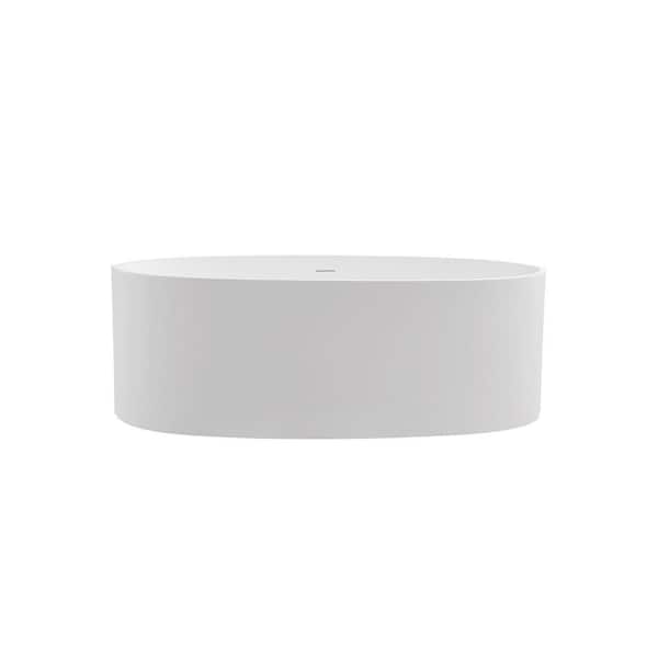 Boosicavelly Freestanding Soaking Bathtub with Center Drain in White 65 in. x 34 in.