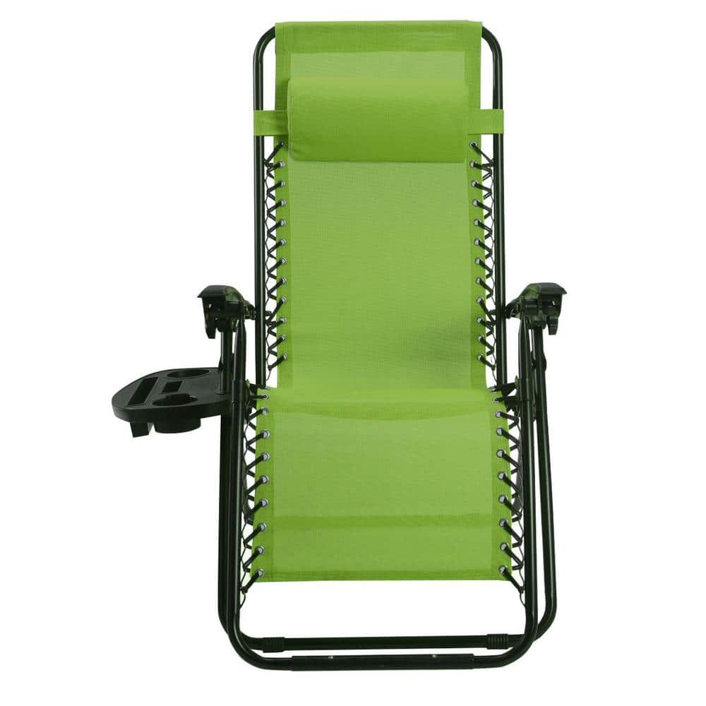 ANGELES HOME Green Metal Folding and Reclining Zero Gravity Lawn Chair with Tray -  M70-8OP528LS