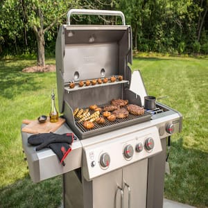 Genesis II S-335 3-Burner Natural Gas Grill in Stainless Steel with Built-In Thermometer and Side Burner