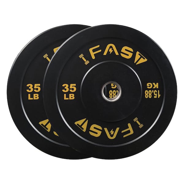 2-Piece 35 lb. Rubber Olympic Bumper Weight Plates for 2 in. Barbell Bar