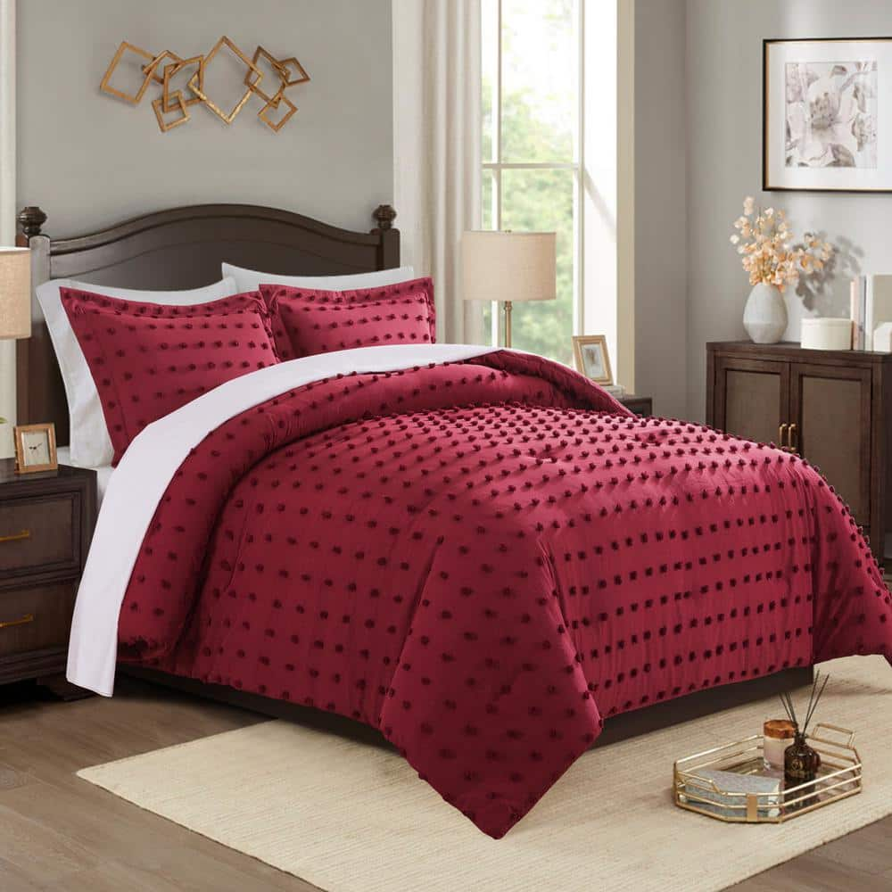 JML 3 Piece Burgundy Microfiber Queen Comforter Set WCS01-BGD-Q - The Home  Depot