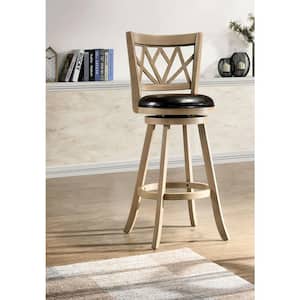 Amina 43.25 in. Maple Low Back Wood Bar Stool with Faux Leather Seat (Set of 1)